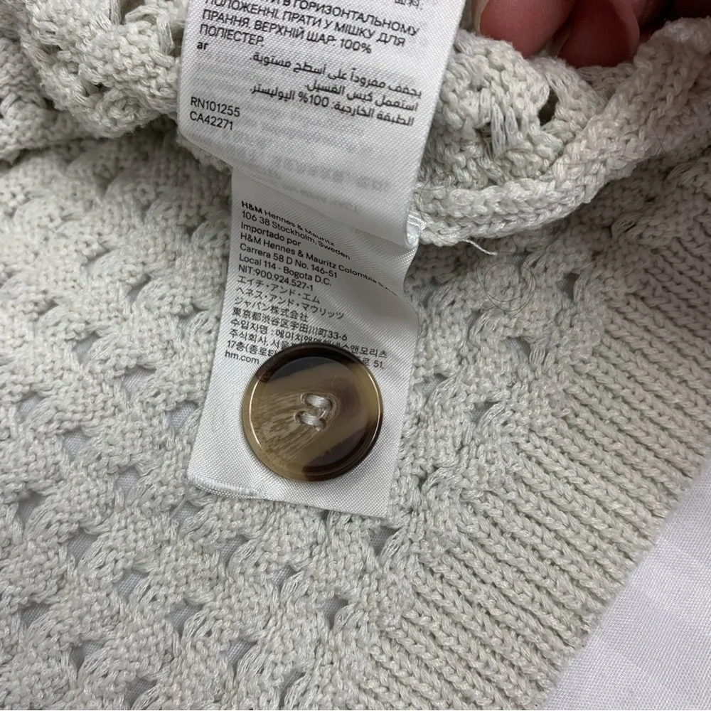H&M Beige Button-Up Open Knit Cardigan Size US M - Picture 11 of 12